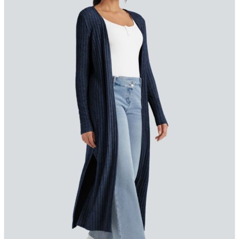 Halara Navy Ribbed Lightweight Duster Cardigan Size Medium